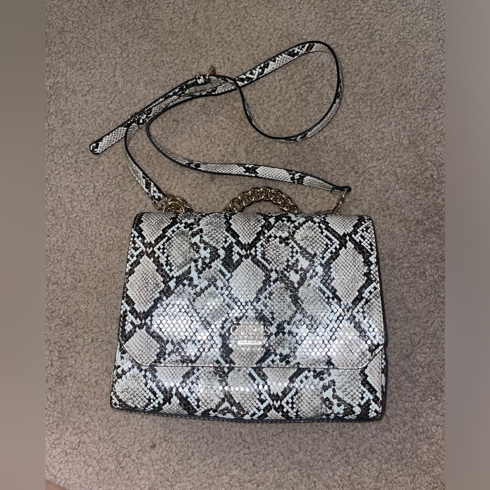 faux snakeskin Guess satchel purse